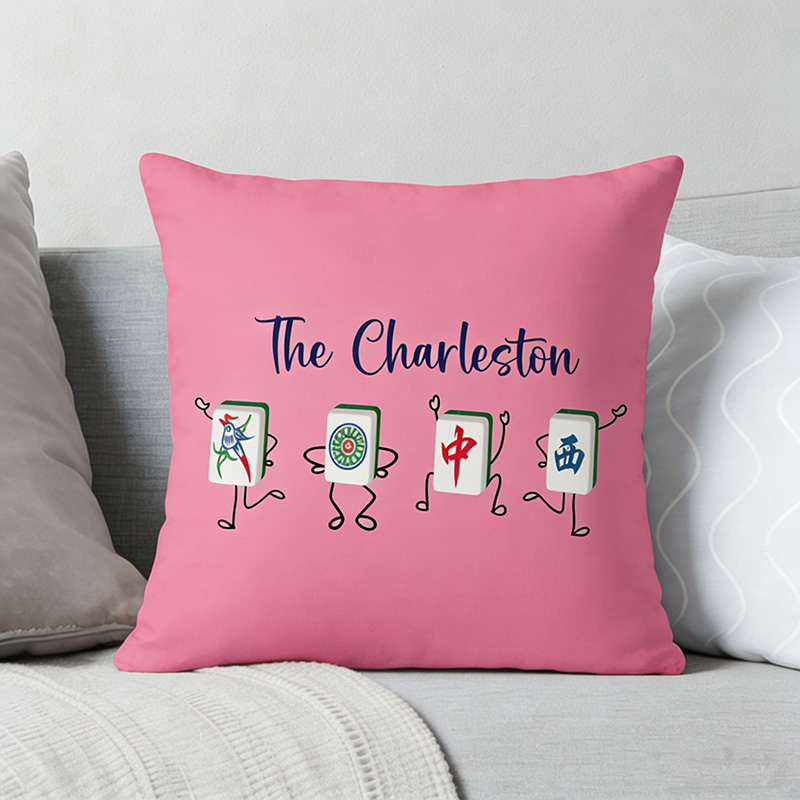 Personalized Charleston Mahjong Throw Pillow Dance Throw Pillow Custom Tiles and Text for Mahjong Lovers for Holiday Party Game Night for Family Friends