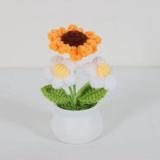 Personalized Crochet Flower in Pot Handmade Gift for Her Personalized Gift for Teacher Home Decoration Desk Decoration Crochet Rose in Pot