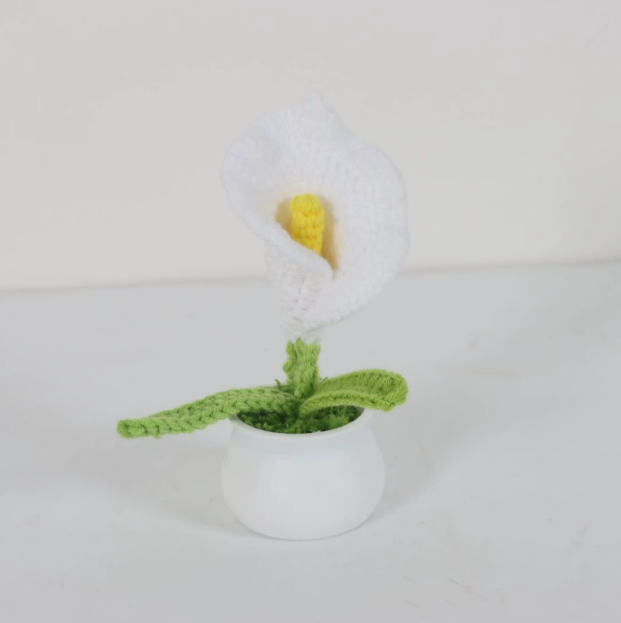 Personalized Crochet Flower in Pot Handmade Gift for Her Personalized Gift for Teacher Home Decoration Desk Decoration Crochet Rose in Pot