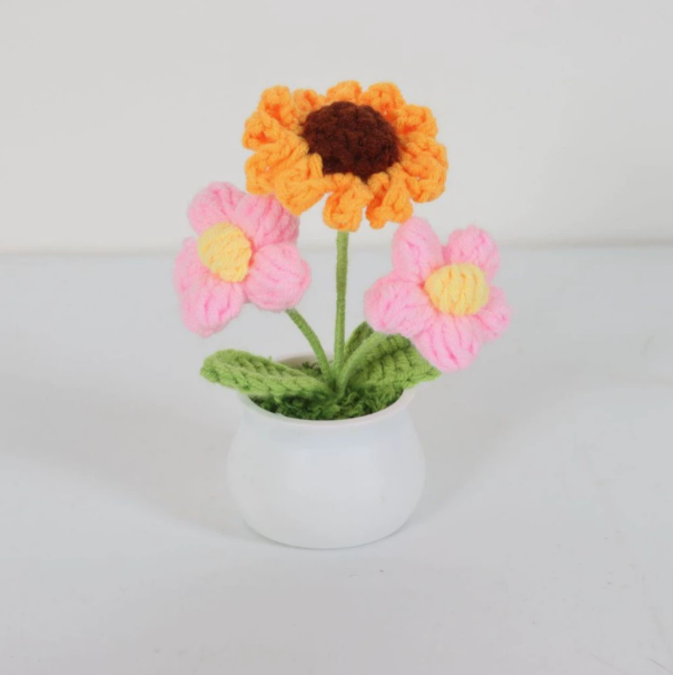 Personalized Crochet Flower in Pot Handmade Gift for Her Personalized Gift for Teacher Home Decoration Desk Decoration Crochet Rose in Pot