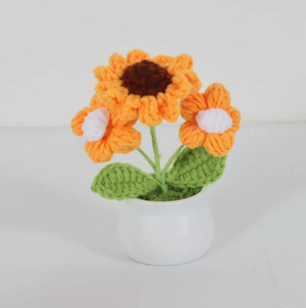 Personalized Crochet Flower in Pot Handmade Gift for Her Personalized Gift for Teacher Home Decoration Desk Decoration Crochet Rose in Pot