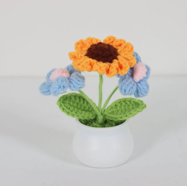 Personalized Crochet Flower in Pot Handmade Gift for Her Personalized Gift for Teacher Home Decoration Desk Decoration Crochet Rose in Pot