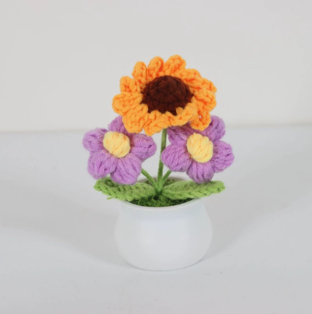 Personalized Crochet Flower in Pot Handmade Gift for Her Personalized Gift for Teacher Home Decoration Desk Decoration Crochet Rose in Pot