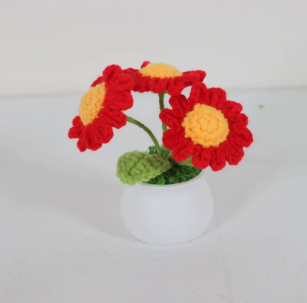 Personalized Crochet Flower in Pot Handmade Gift for Her Personalized Gift for Teacher Home Decoration Desk Decoration Crochet Rose in Pot