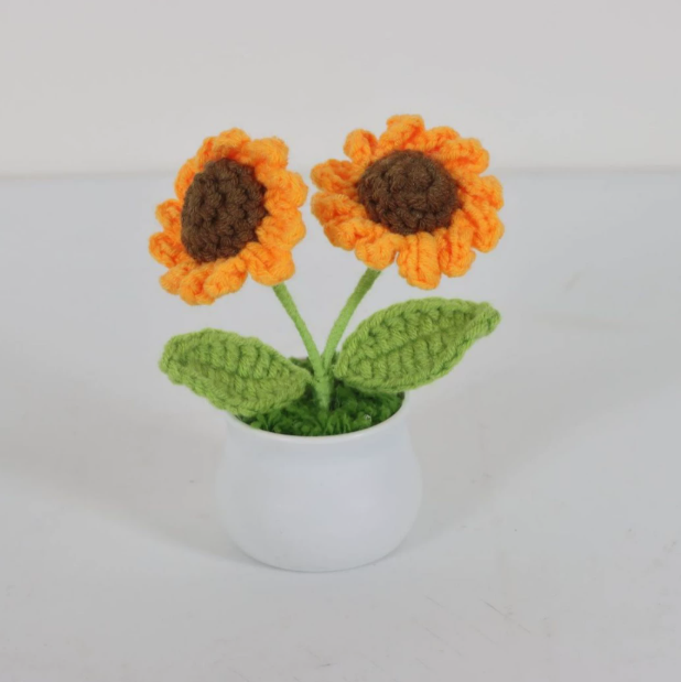 Personalized Crochet Flower in Pot Handmade Gift for Her Personalized Gift for Teacher Home Decoration Desk Decoration Crochet Rose in Pot
