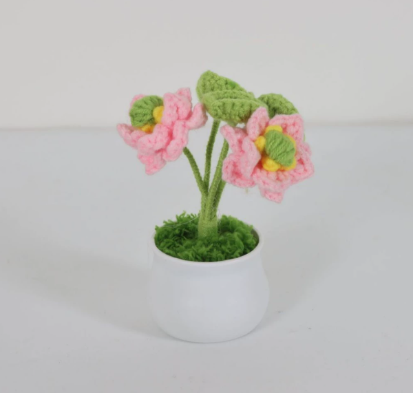 Personalized Crochet Flower in Pot Handmade Gift for Her Personalized Gift for Teacher Home Decoration Desk Decoration Crochet Rose in Pot
