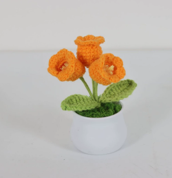Personalized Crochet Flower in Pot Handmade Gift for Her Personalized Gift for Teacher Home Decoration Desk Decoration Crochet Rose in Pot