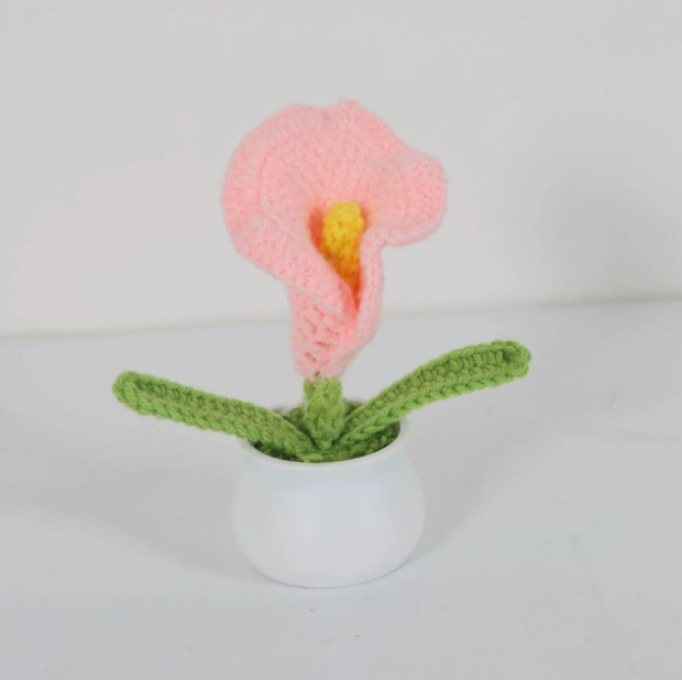 Personalized Crochet Flower in Pot Handmade Gift for Her Personalized Gift for Teacher Home Decoration Desk Decoration Crochet Rose in Pot