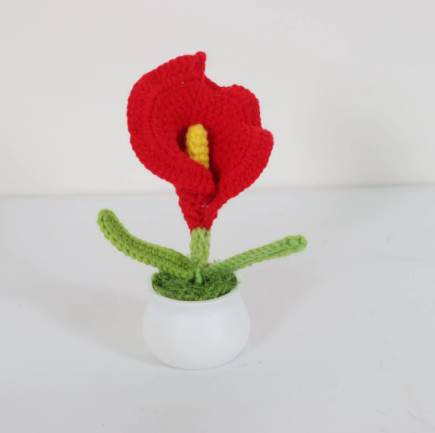 Personalized Crochet Flower in Pot Handmade Gift for Her Personalized Gift for Teacher Home Decoration Desk Decoration Crochet Rose in Pot