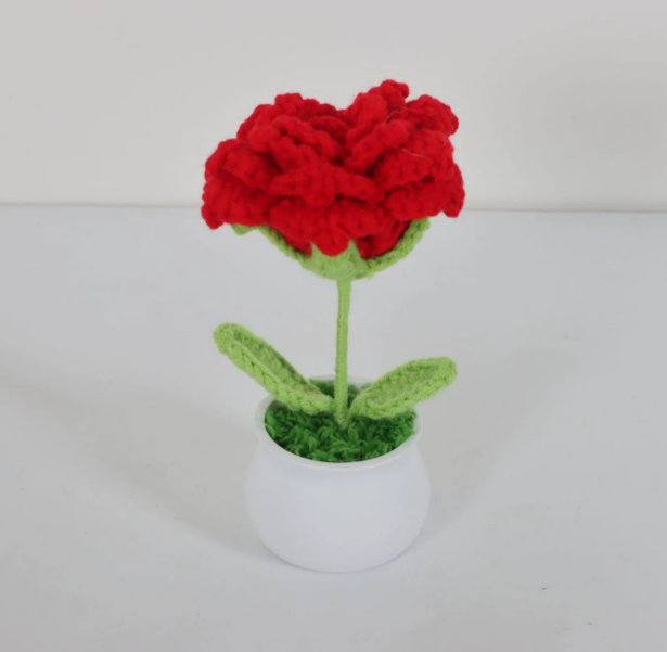 Personalized Crochet Flower in Pot Handmade Gift for Her Personalized Gift for Teacher Home Decoration Desk Decoration Crochet Rose in Pot