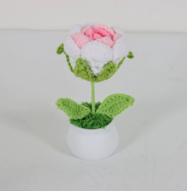 Personalized Crochet Flower in Pot Handmade Gift for Her Personalized Gift for Teacher Home Decoration Desk Decoration Crochet Rose in Pot