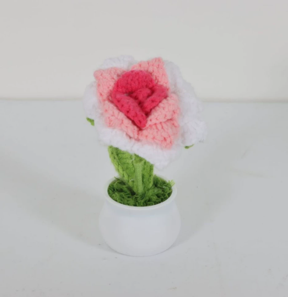 Personalized Crochet Flower in Pot Handmade Gift for Her Personalized Gift for Teacher Home Decoration Desk Decoration Crochet Rose in Pot
