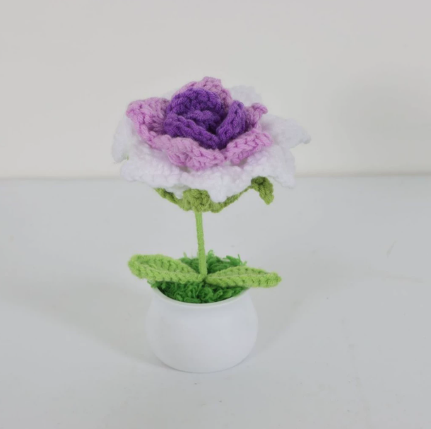 Personalized Crochet Flower in Pot Handmade Gift for Her Personalized Gift for Teacher Home Decoration Desk Decoration Crochet Rose in Pot