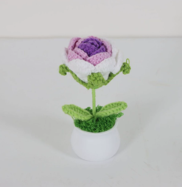 Personalized Crochet Flower in Pot Handmade Gift for Her Personalized Gift for Teacher Home Decoration Desk Decoration Crochet Rose in Pot