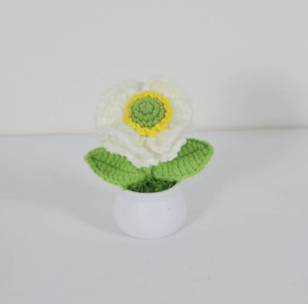 Personalized Crochet Flower in Pot Handmade Gift for Her Personalized Gift for Teacher Home Decoration Desk Decoration Crochet Rose in Pot
