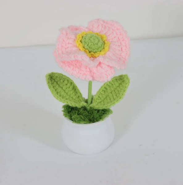 Personalized Crochet Flower in Pot Handmade Gift for Her Personalized Gift for Teacher Home Decoration Desk Decoration Crochet Rose in Pot