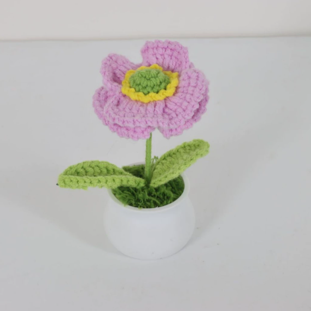 Personalized Crochet Flower in Pot Handmade Gift for Her Personalized Gift for Teacher Home Decoration Desk Decoration Crochet Rose in Pot