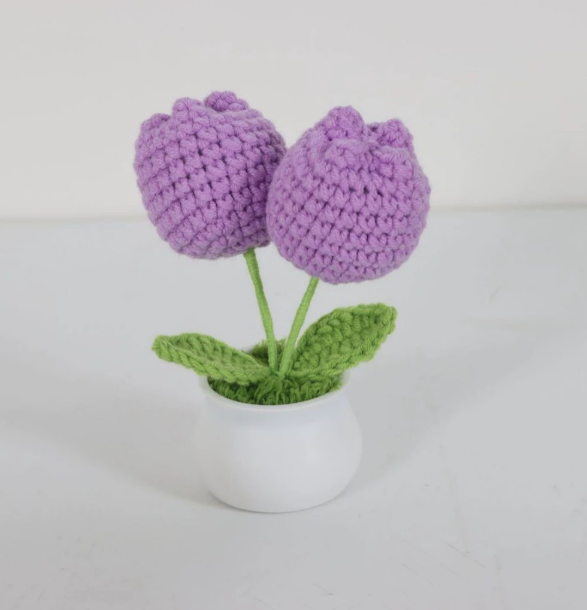 Personalized Crochet Flower in Pot Handmade Gift for Her Personalized Gift for Teacher Home Decoration Desk Decoration Crochet Rose in Pot