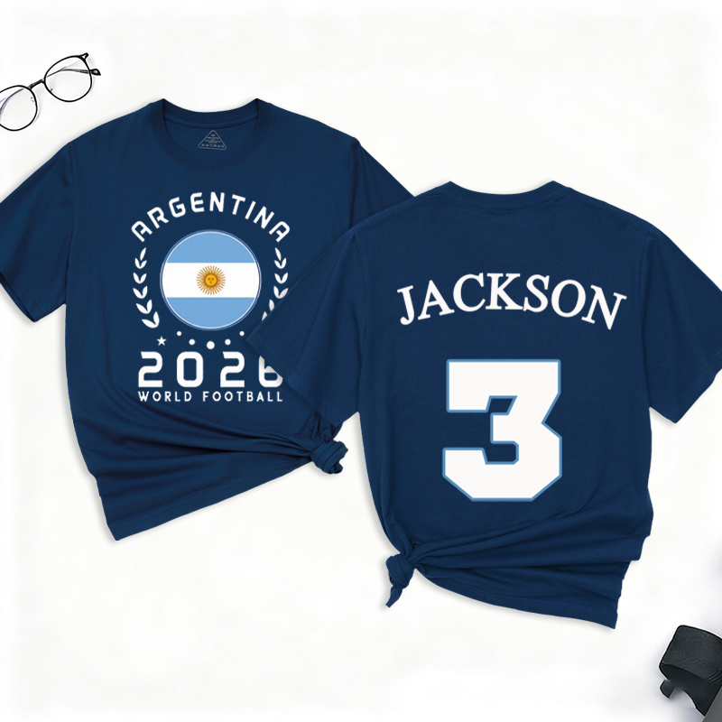 Personalized Argentina T-shirt for the 2026 World Football Customize with Name and Number Gift for Soccer Fans
