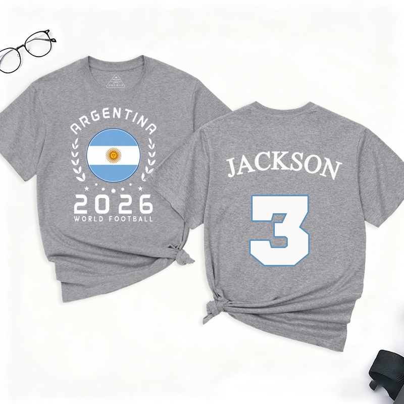 Personalized Argentina T-shirt for the 2026 World Football Customize with Name and Number Gift for Soccer Fans