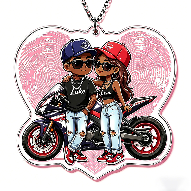 Personalized Hip Hop Cartoon Character Couple Keychain with Name Y2K Couple 