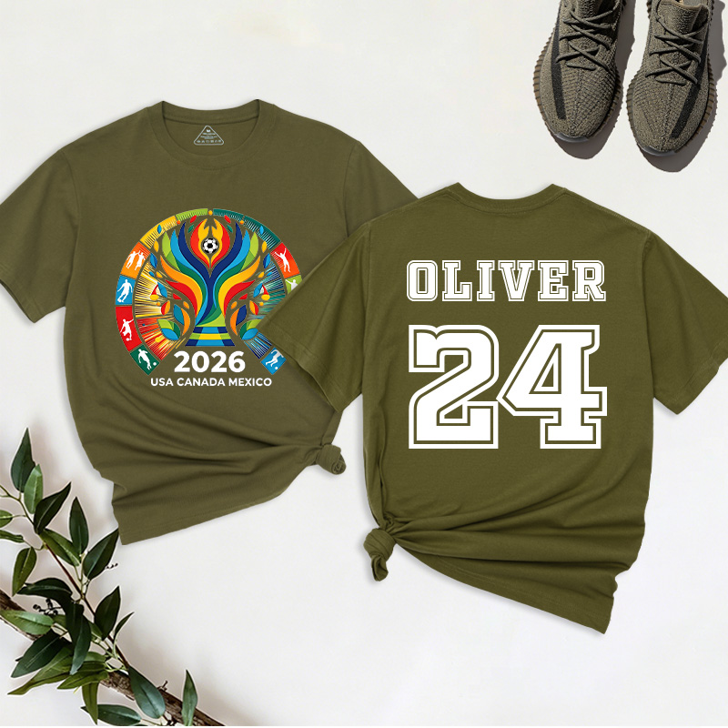 Personalized Football Cup T-Shirt 2026 USA Canada Mexico Football Match Tee Custom Name and Number Gift for Football Fans