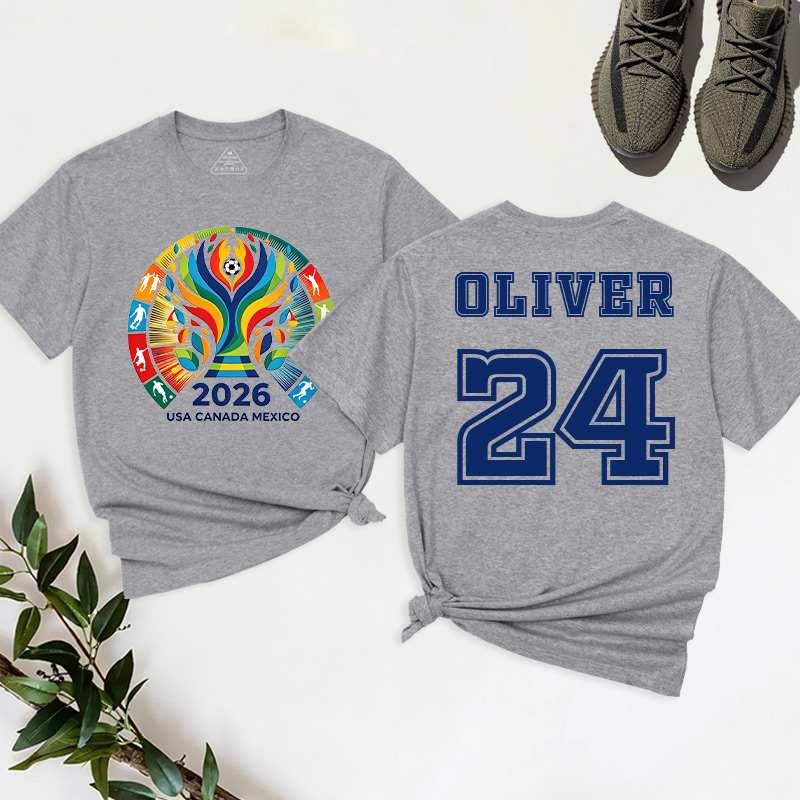 Personalized Football Cup T-Shirt 2026 USA Canada Mexico Football Match Tee Custom Name and Number Gift for Football Fans