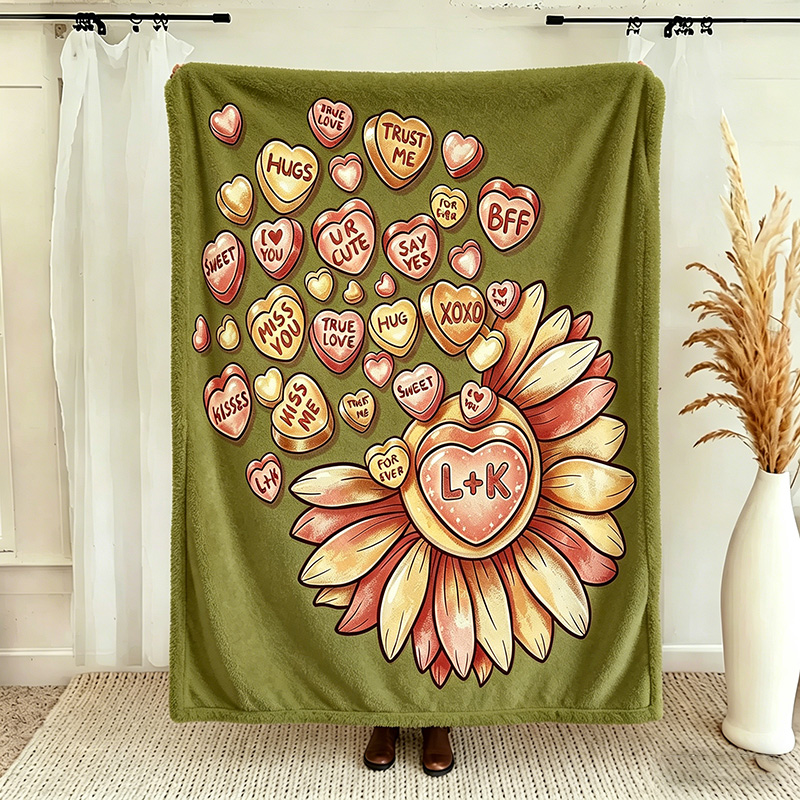 Personalized Couple Love Throw Blanket with Names Valentine Gift Gift for Husband Gift For Wife