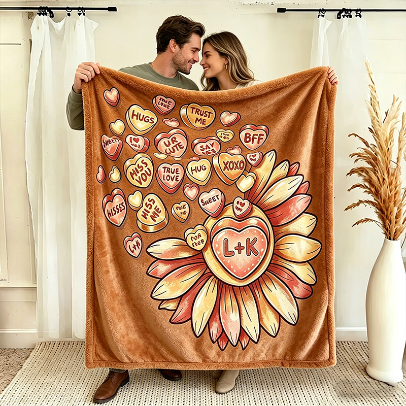 Personalized Couple Love Throw Blanket with Names Valentine Gift Gift for Husband Gift For Wife