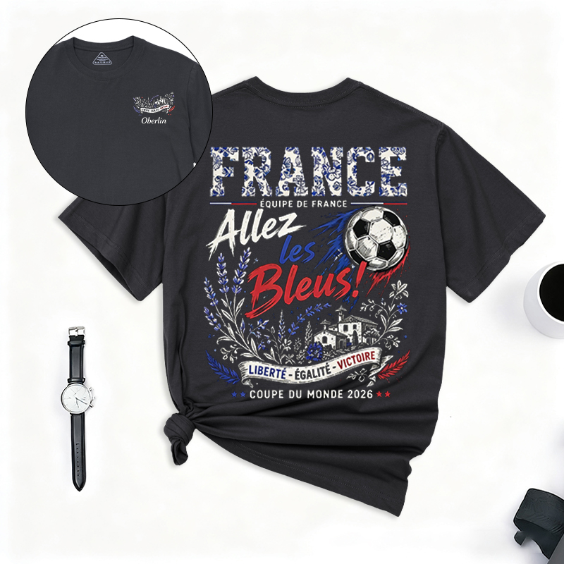 Personalized Football T-shirt Allez Les Bleus Custom Name Gift for France Football Fans