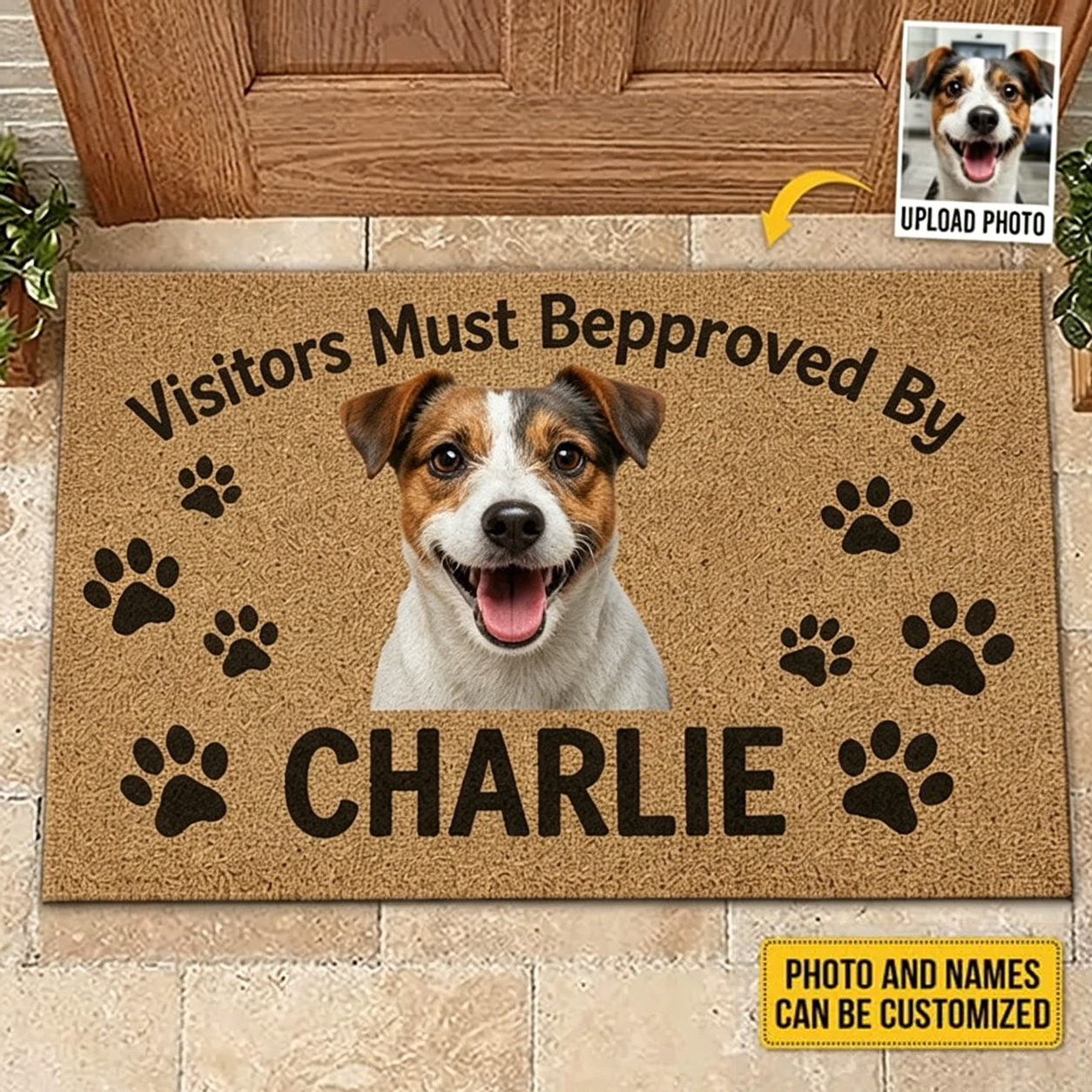 Personalized Home Decor Decorative Mat Custom Photo Visitors Must Be Approved By This Dog - Dog & Cat Gift for Pet Lovers