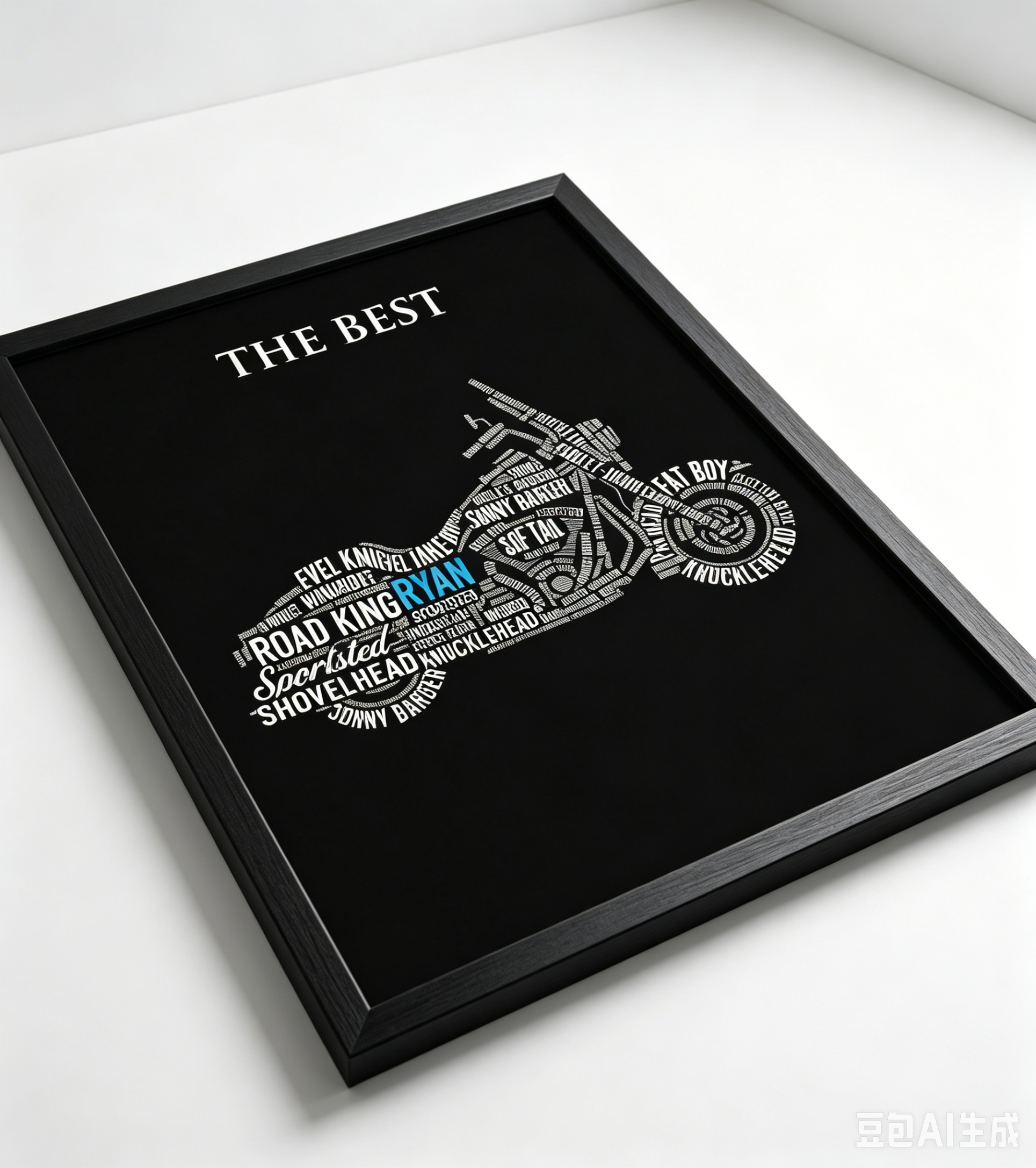Personalized Motorcycle Typography Word Art Personalized Name Framed Wall Poster
