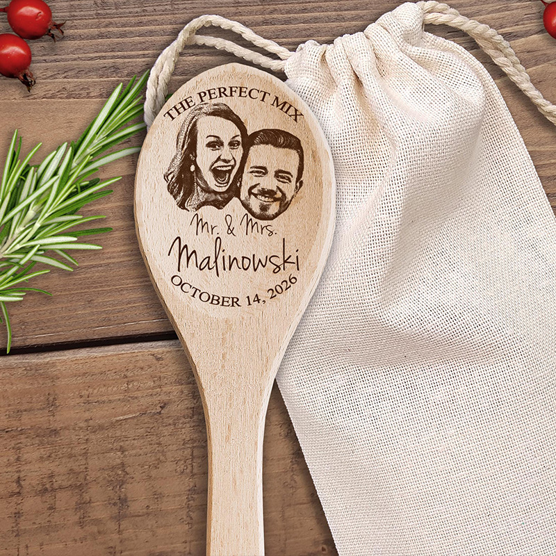 Personalized Face Photo Wood Spoon Engraved Photo Chef Gift Husband Gift Couple Gift for Newlyweds
