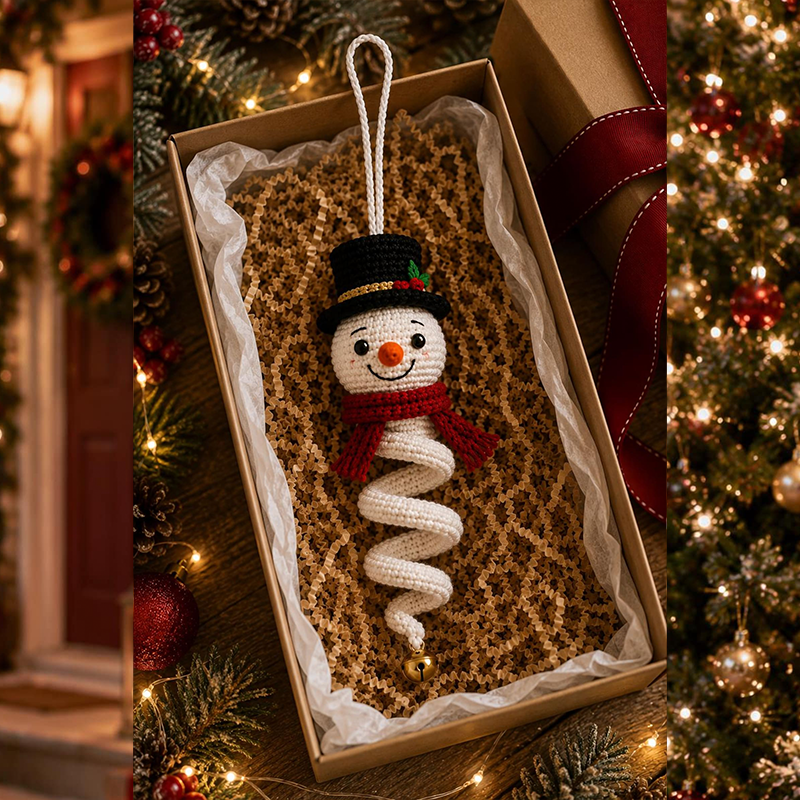 Christmas Crochet Ornament Kit, Soft Cotton Yarn DIY Spiral Santa Snowman Hanging Decor Material Pack, Holiday Craft Gift