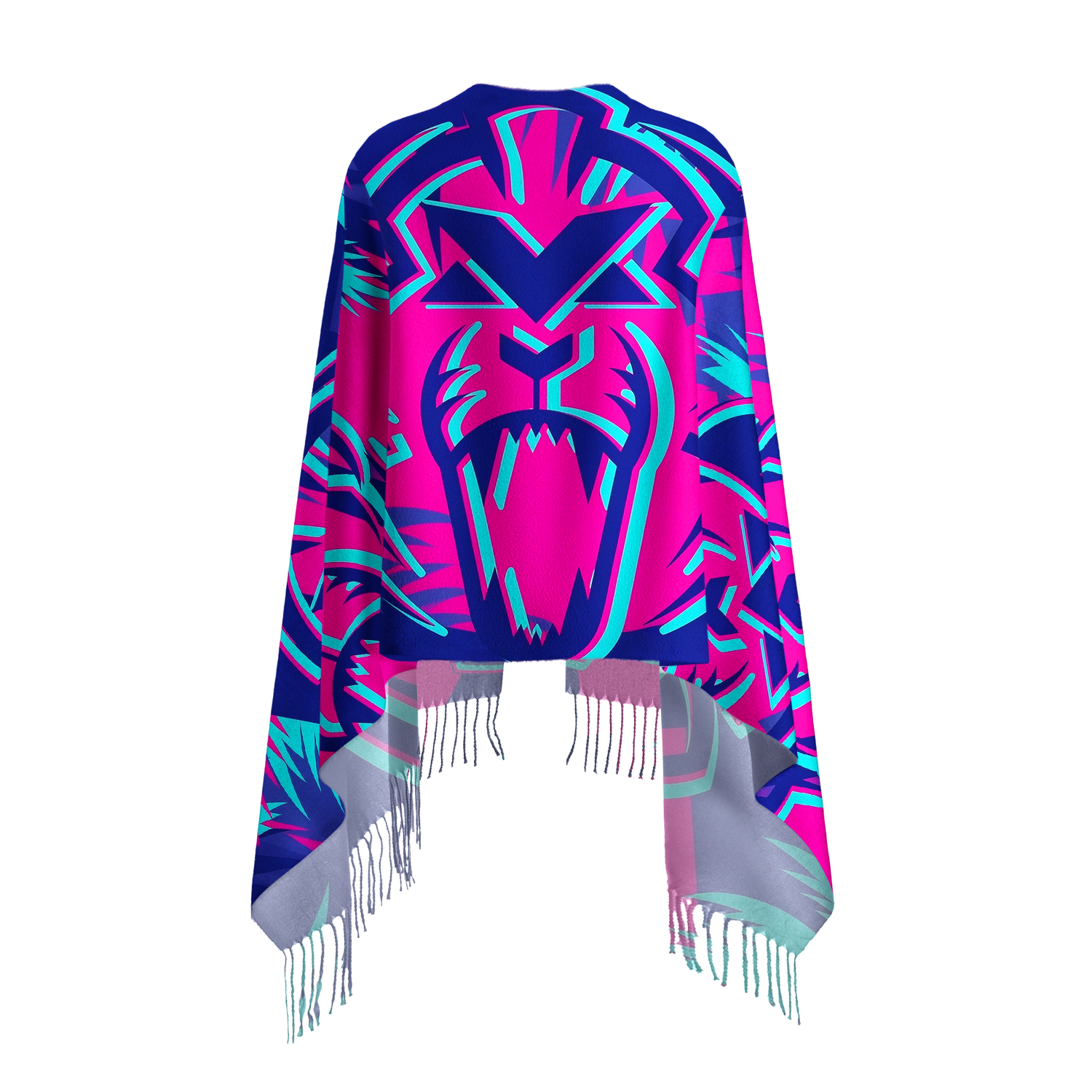 Max‑Inspired Beast Graphic Fringed Fan Scarf Grand Prix Racing Wrap Max Verstappen Supporter Poncho With Tassels