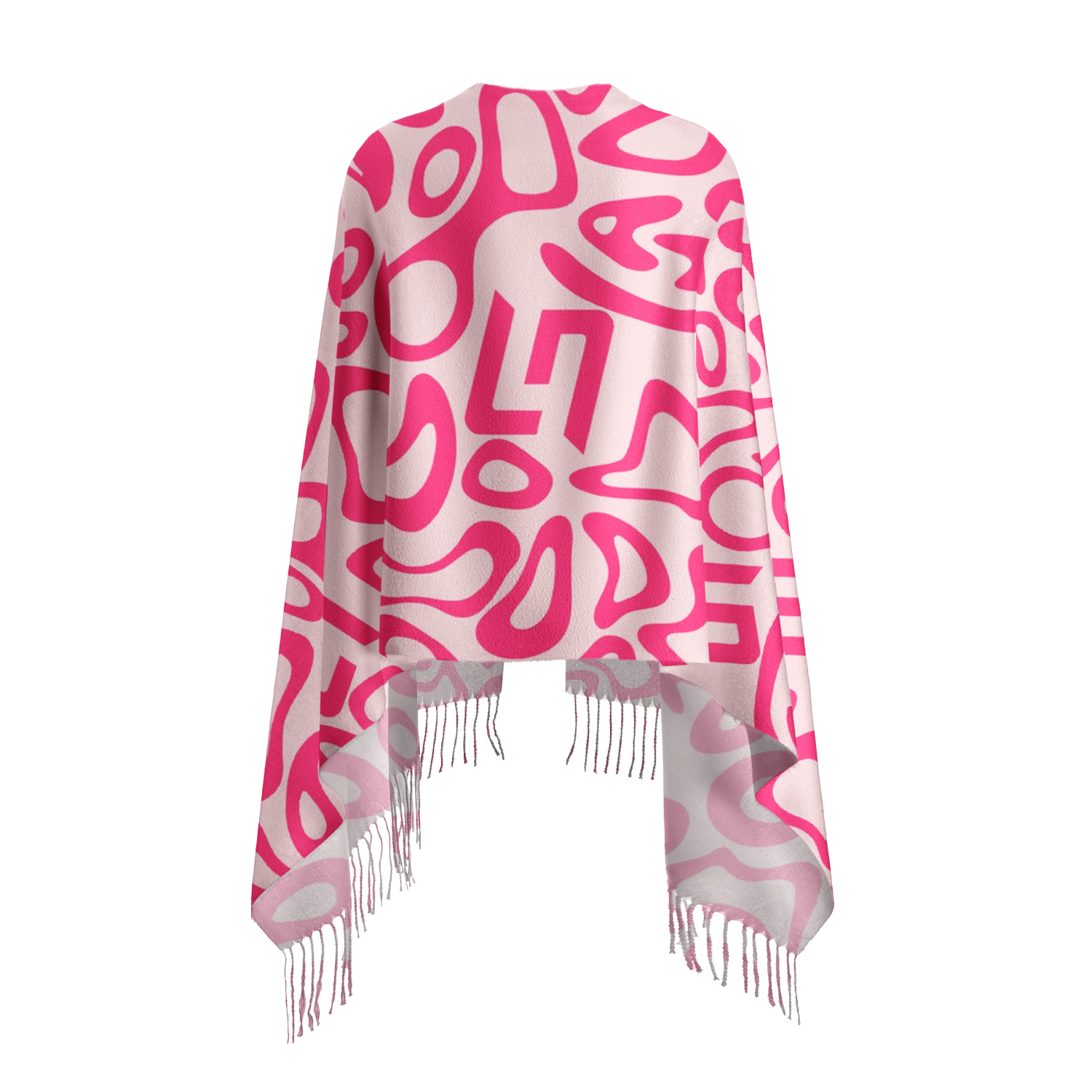Grand Prix Racing Fan Abstract Print Poncho Shawl, 3‑Color Tassel Scarf Bundle
