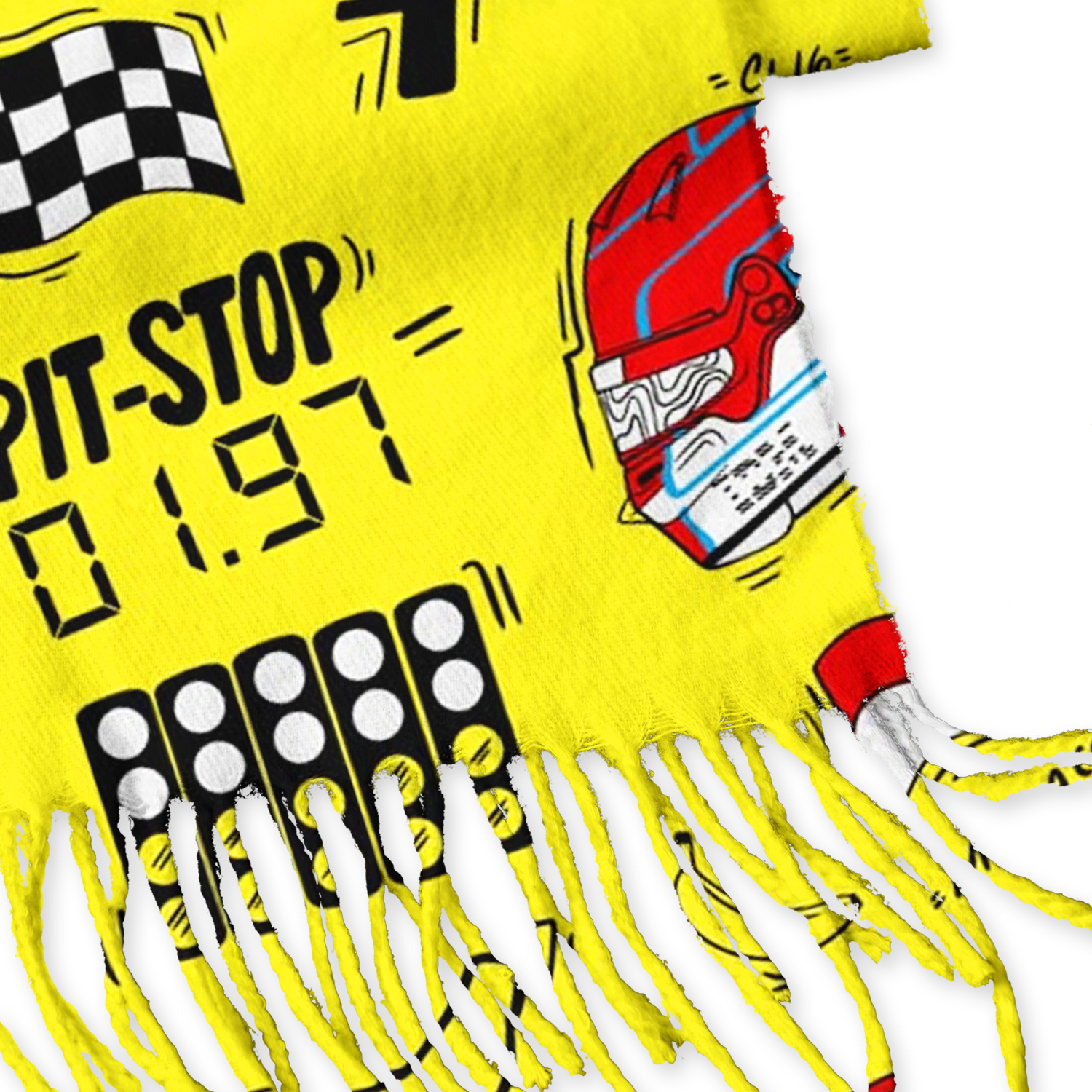 Racing Fan Fringed Scarf Bundle, Doodle‑Graphic Shawl for Race Supporters