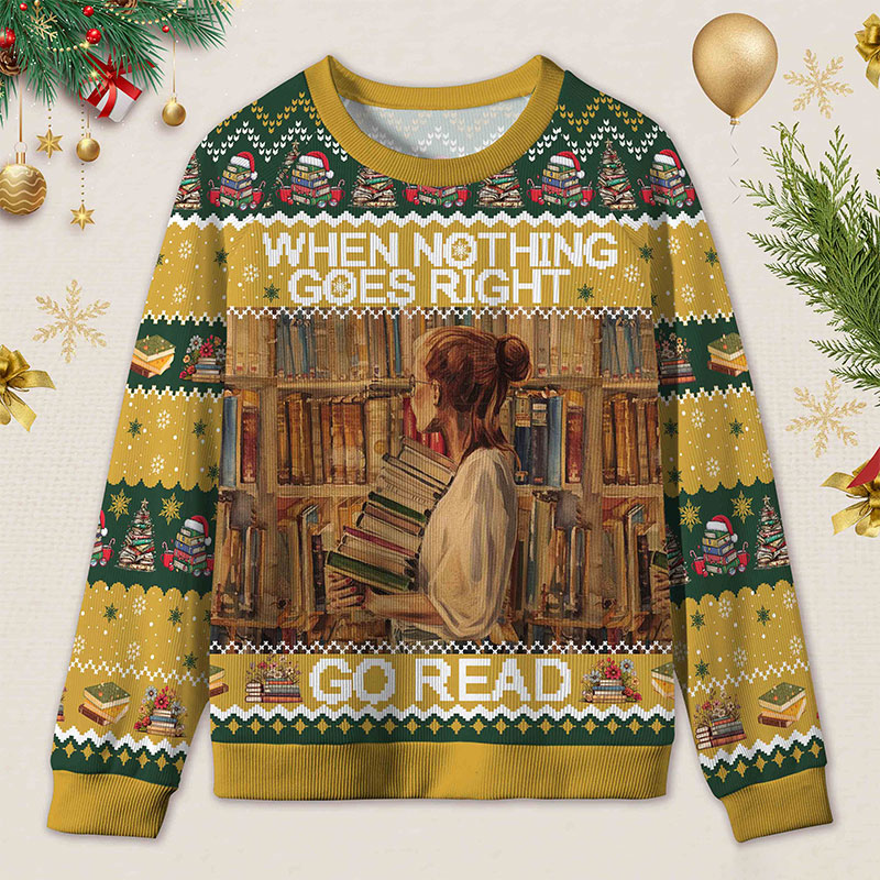 Personalized Reading Heals All Ugly Sweater Librarian Gift Holiday Gift for Book Lovers