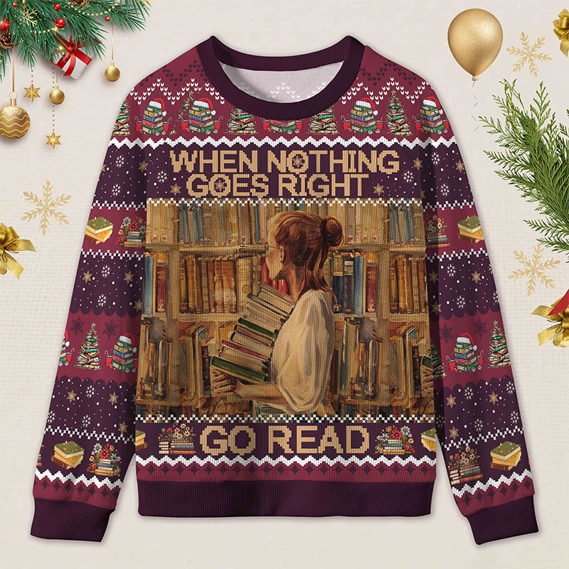 Personalized Reading Heals All Ugly Sweater Librarian Gift Holiday Gift for Book Lovers