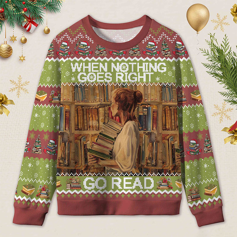 Personalized Reading Heals All Ugly Sweater Librarian Gift Holiday Gift for Book Lovers