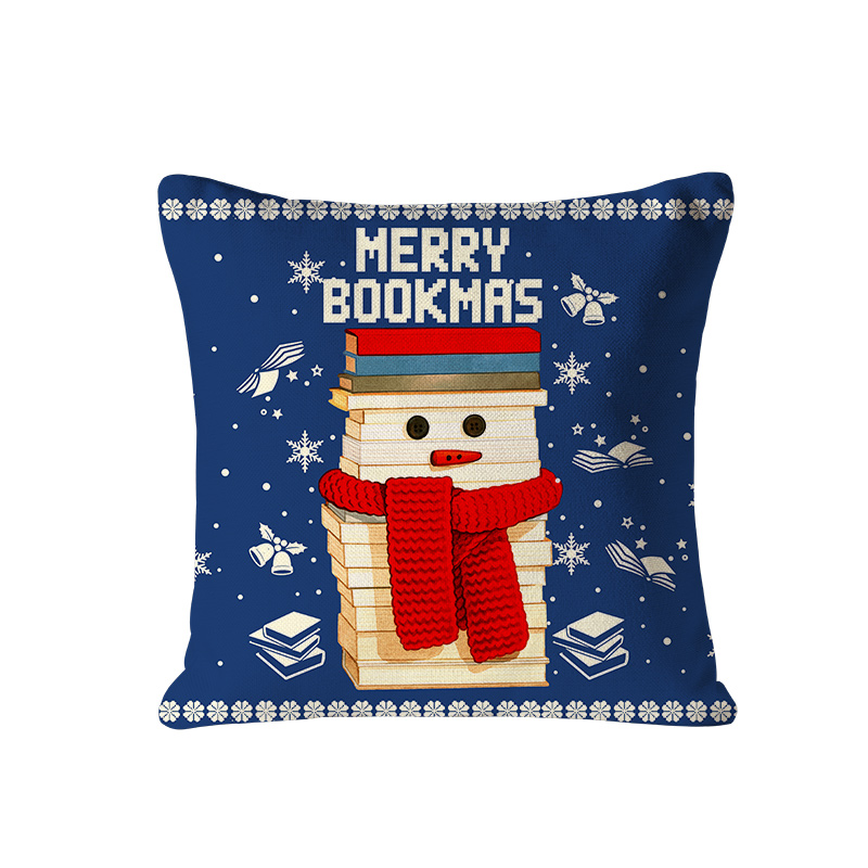 Personalized Christmas Bookworm Pillow with Name Warm Holiday Gift for Book Lovers