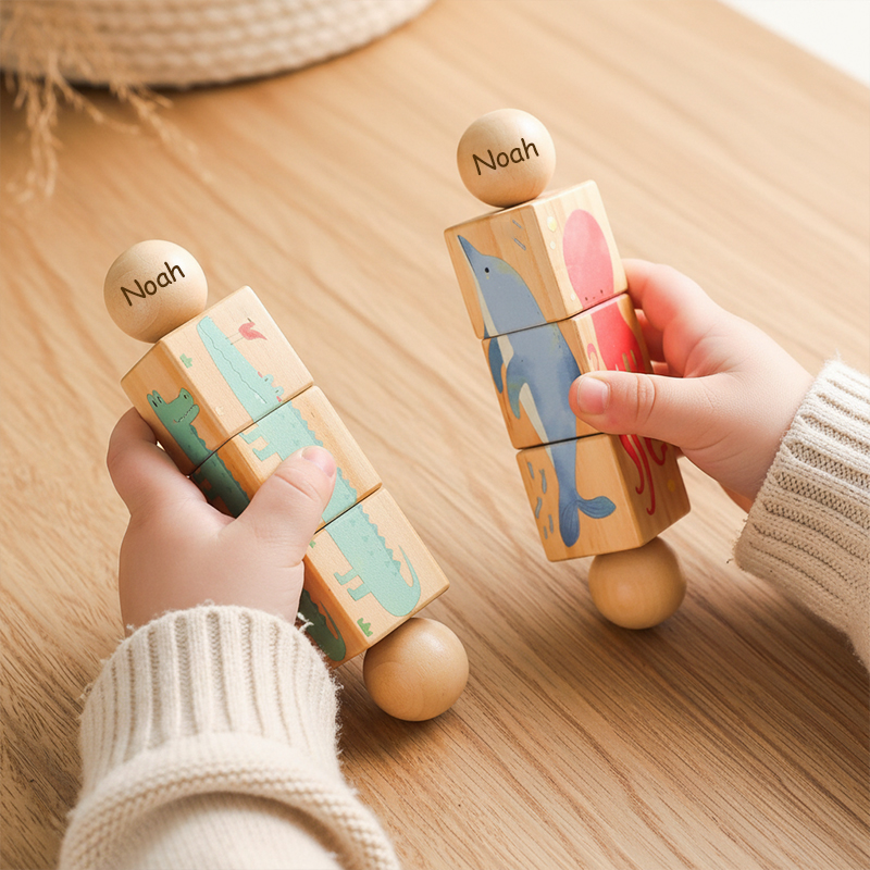 Personalized Wooden Rotating Puzzle for Kids Custom Name 4 Themes Educational Gift Personalized Learning Toy for Toddlers & Babies