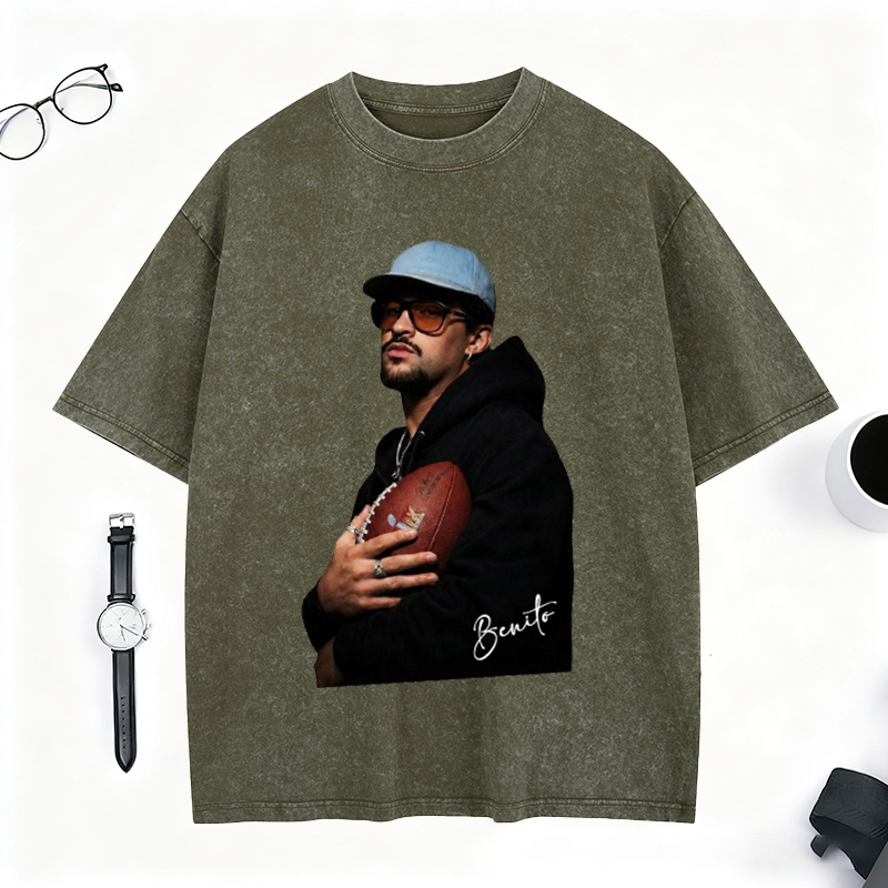 Personalized Benito Super Bowl Washed T-Shirt Perfect for Football Fans and Trendsetters