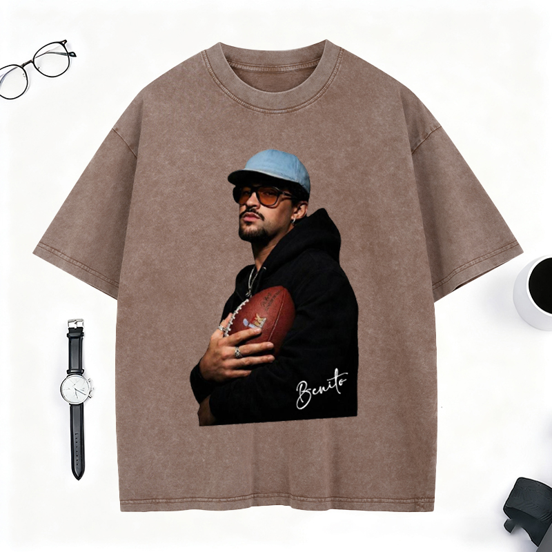 Personalized Benito Super Bowl Washed T-Shirt Perfect for Football Fans and Trendsetters