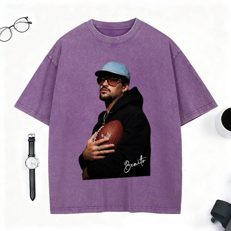 Personalized Benito Super Bowl Washed T-Shirt Perfect for Football Fans and Trendsetters