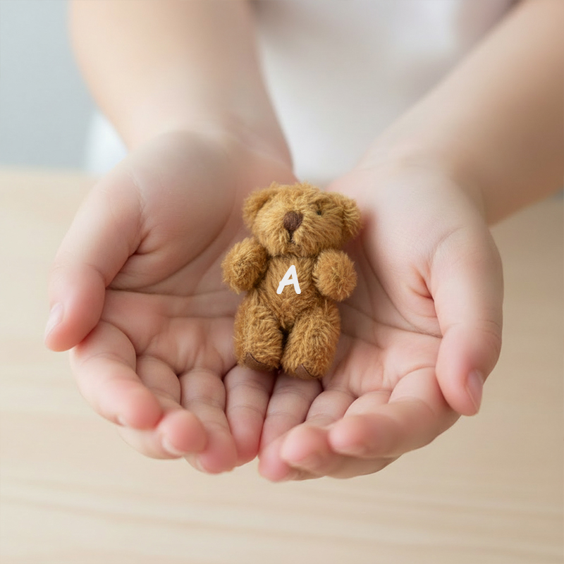 Personalized Mini Teddy Bear with Initial Pocket Sized Plush Toy and Keychain for Kids  Very Tiny Soft Fuzzy Stuffed Teddy Bear
