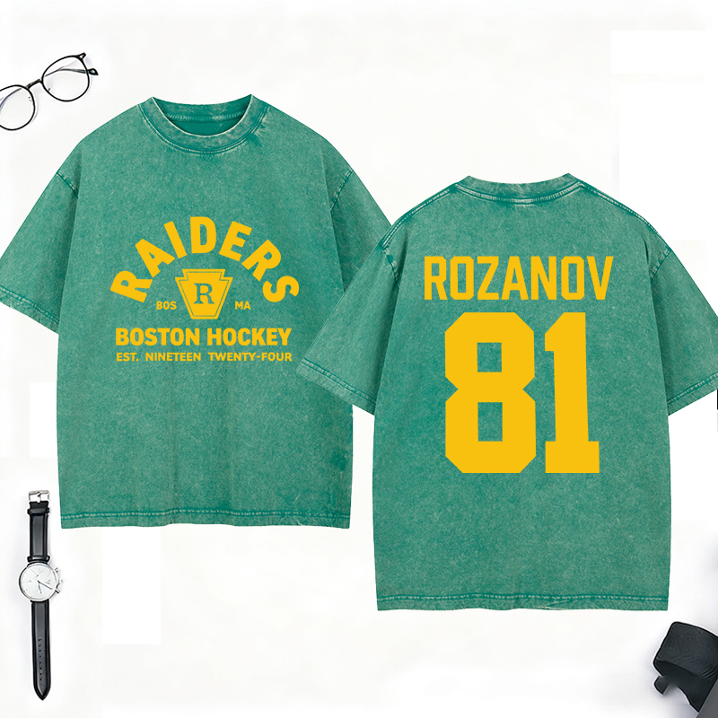 Personalized Boston HockeyTeam Washed T-Shirt Custom Name and Number for Hockey Fans