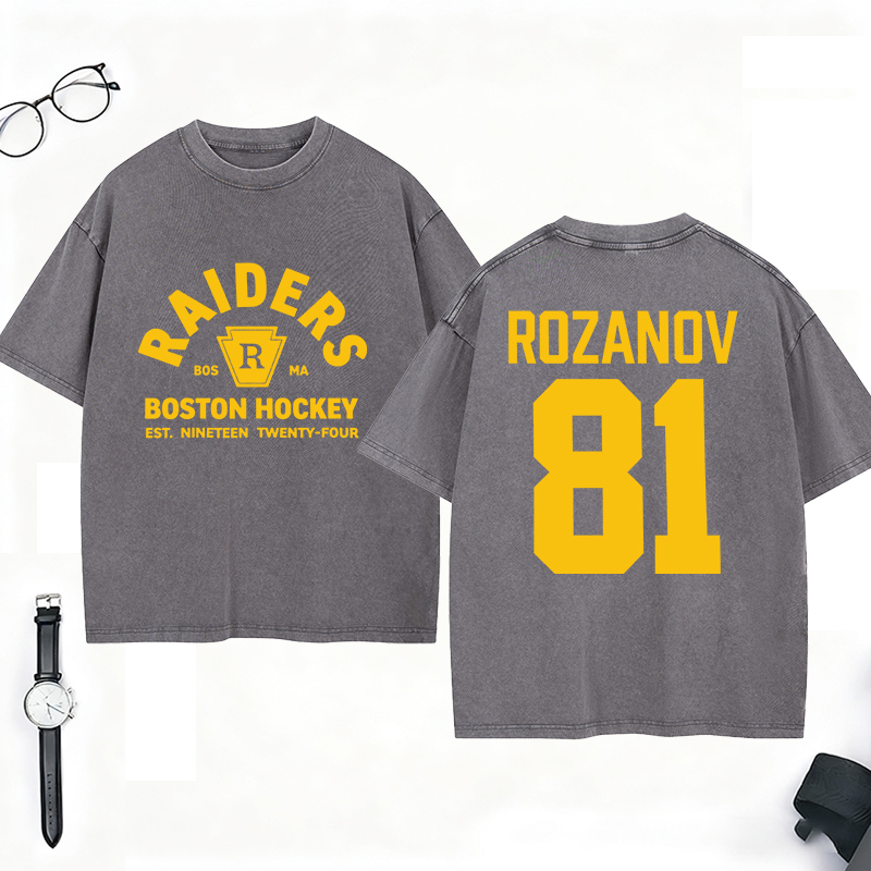 Personalized Boston HockeyTeam Washed T-Shirt Custom Name and Number for Hockey Fans