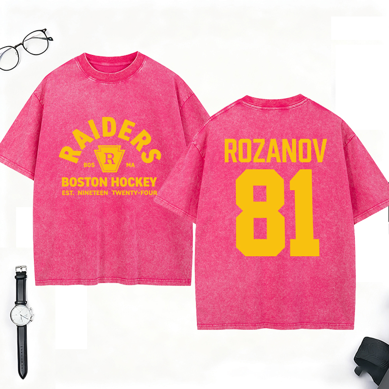 Personalized Boston HockeyTeam Washed T-Shirt Custom Name and Number for Hockey Fans