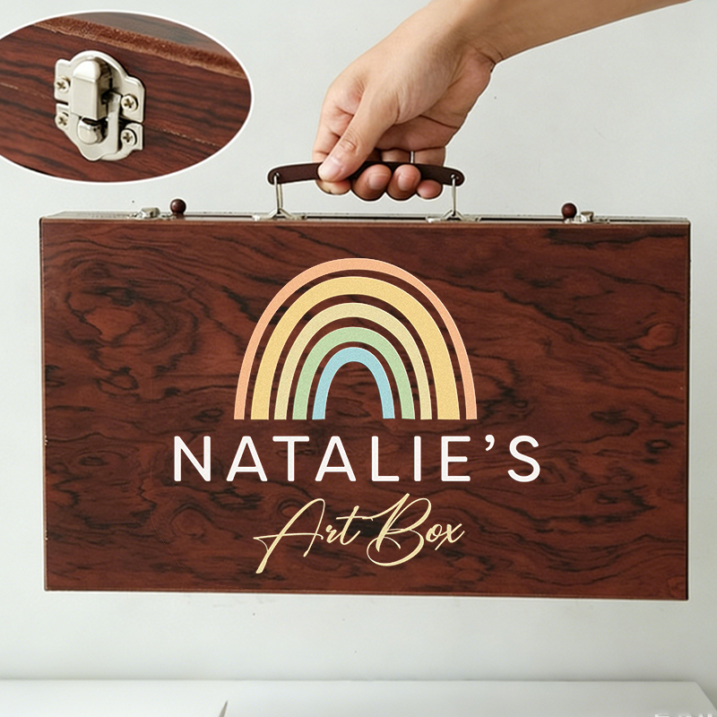Personalized Name Wooden Art Set Perfect Gift for Kids Who Love Drawing and Painting 143 Piece Creative Kit
